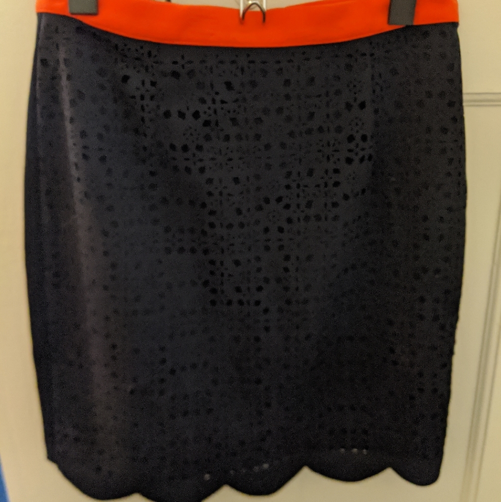 Navy blue, orange trim skirt